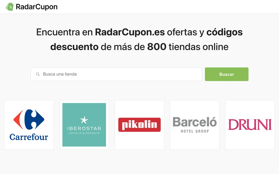 Screenshot of our site in Spain