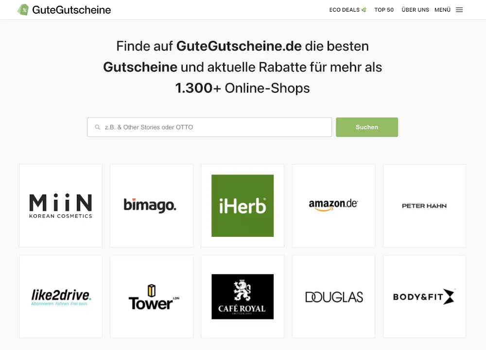 Screenshot of Oberst product for Germany.
