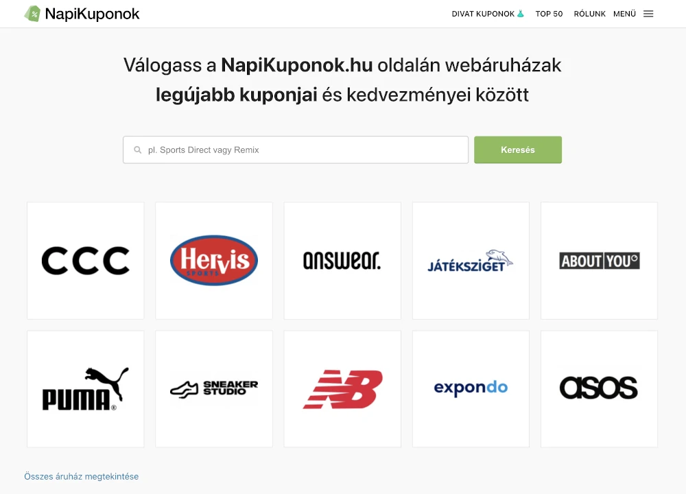 Screenshot of Oberst product for Hungary.