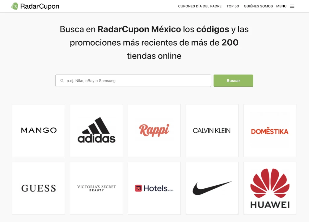Screenshot of Oberst product for Mexico
